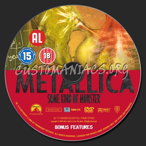 Metallica Some Kind of Monster (Bonus) dvd label