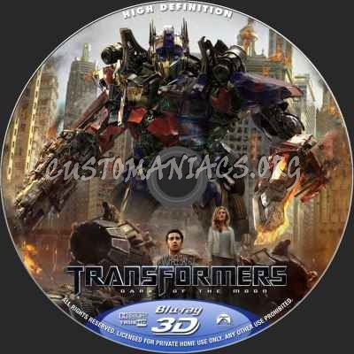 Transformers: Dark OF The Moon 3D blu-ray label