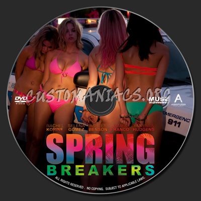 Spring Breakers (2013) dvd label