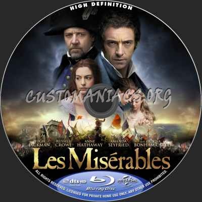 Les Miserables (2012) blu-ray label