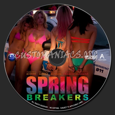 Spring Breakers (2013) blu-ray label