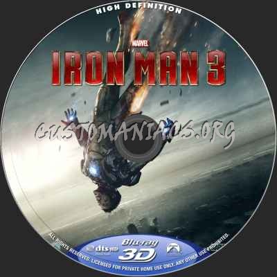 Iron Man 3 (2D+3D) blu-ray label