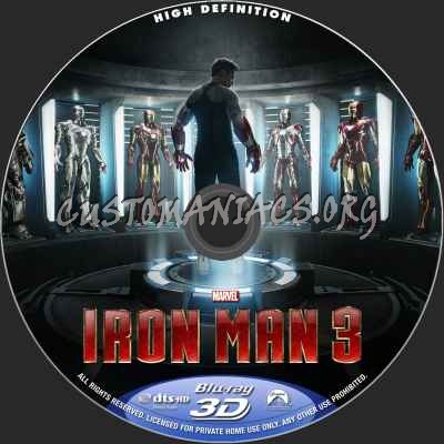 Iron Man 3 (2D+3D) blu-ray label