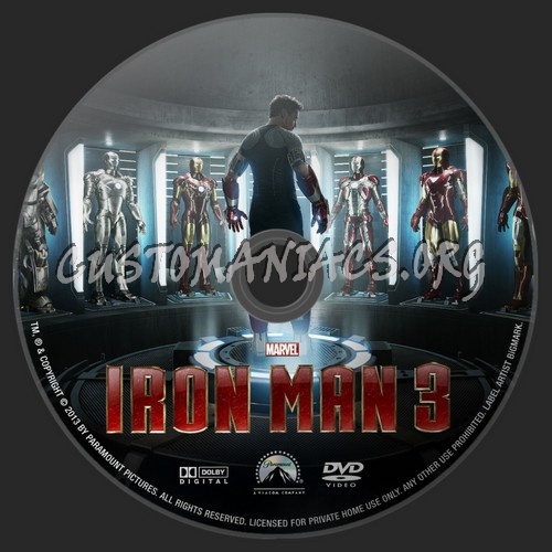 Iron Man 3 dvd label