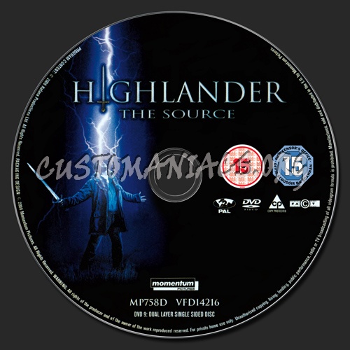 Highlander 5 The Source dvd label