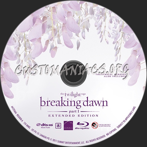 The Twilight Saga: Breaking Dawn  Part 1: Extended Edition blu-ray label