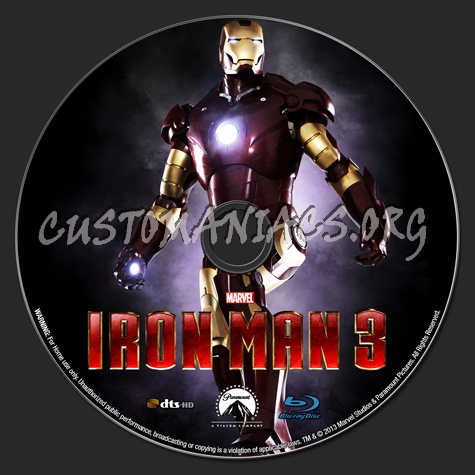 Iron Man 3 blu-ray label