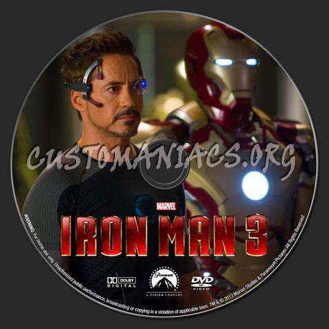 Iron Man 3 dvd label