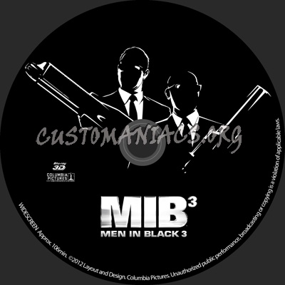 Men In Black 3 3D (MIB 3) blu-ray label