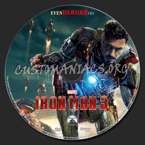 Iron Man 3 dvd label