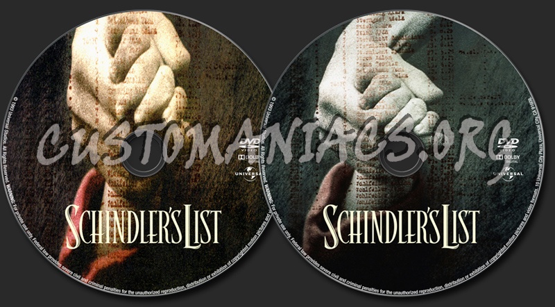 Schindler's List dvd label