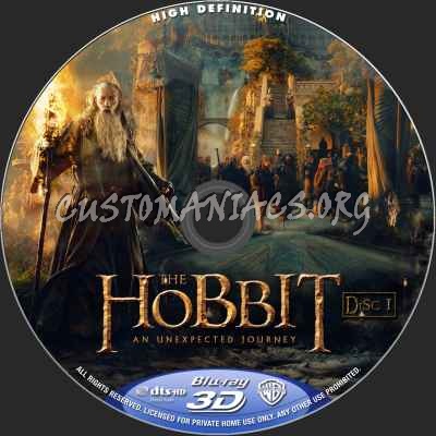 The Hobbit - An Unexpected Journey 3D (2 Disk Version) blu-ray label