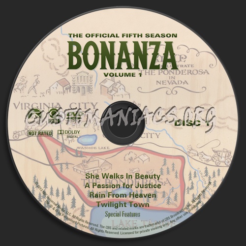 Bonanza Season 5 Volume 1 dvd label