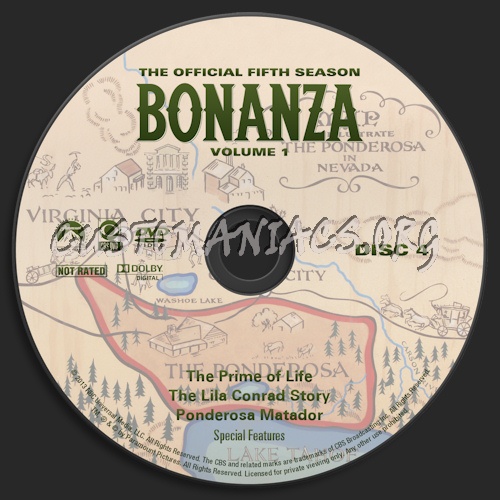 Bonanza Season 5 Volume 1 dvd label