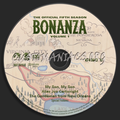 Bonanza Season 5 Volume 1 dvd label