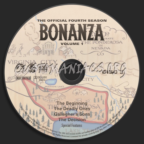 Bonanza Season 4 Volume 1 dvd label