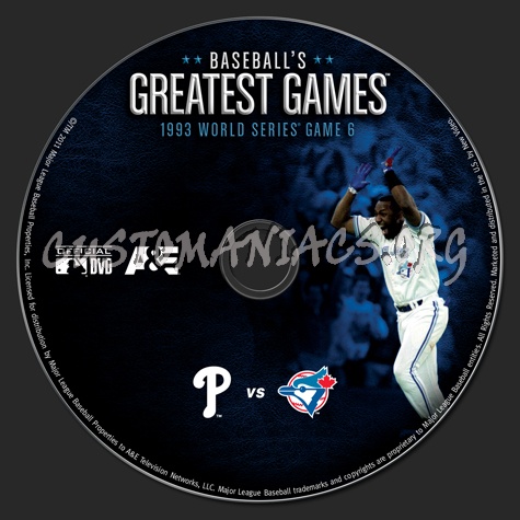 Baseball's Greatest Games 1993 World Series Game 6 dvd label