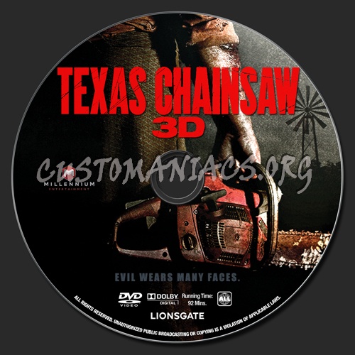 Texas Chainsaw 3D dvd label