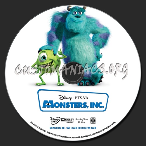 Monsters Inc. dvd label