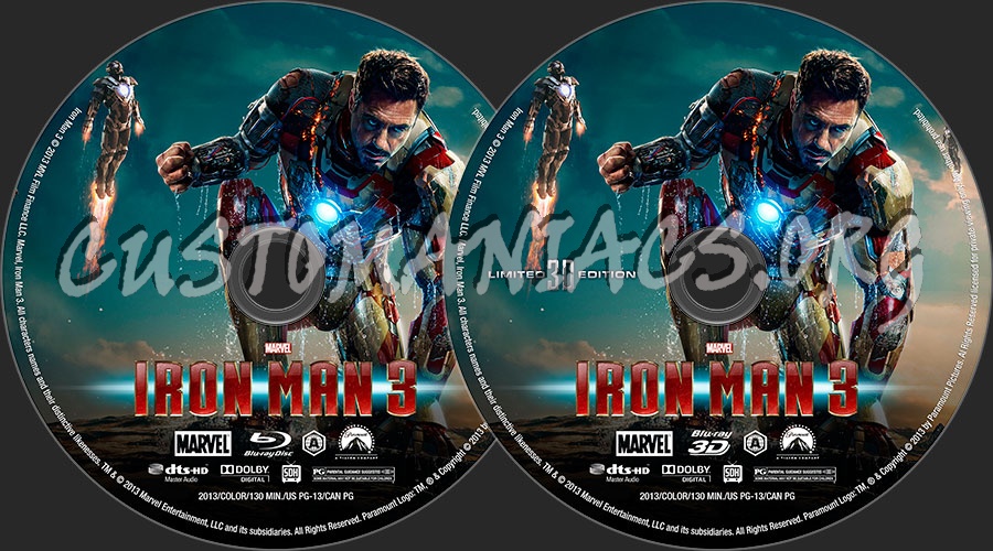 Iron Man 3 blu-ray label