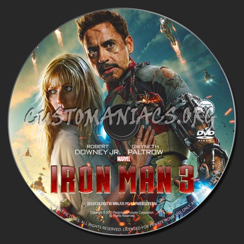 Iron Man 3 dvd label