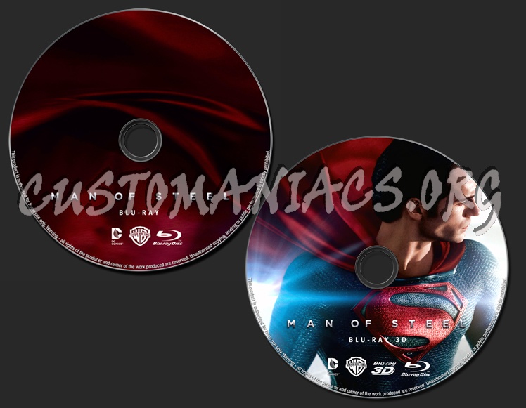 Man of Steel 2D/3D blu-ray label