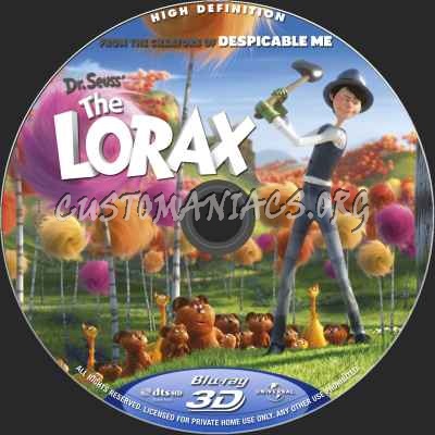 The Lorax 3D blu-ray label