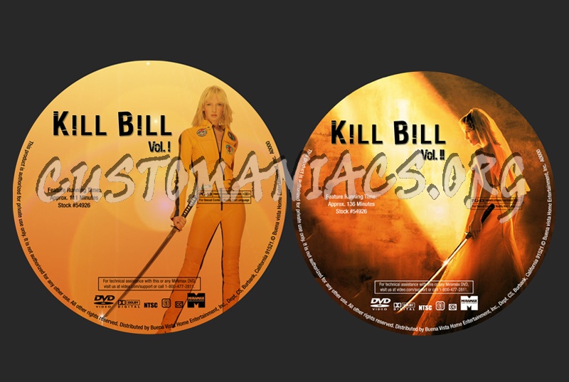 Kill Bill 1 & 2 dvd label