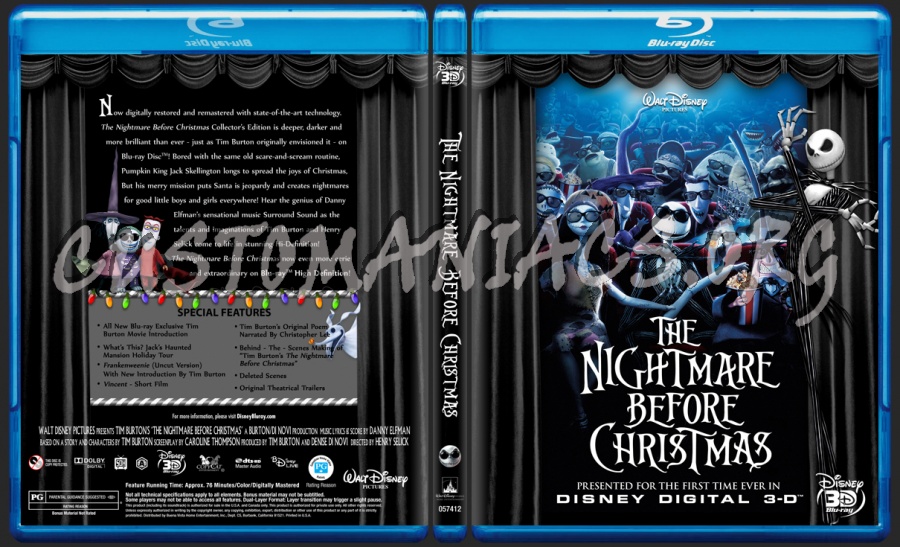 The Nightmare Before Christmas 3-D Blu ray blu-ray cover