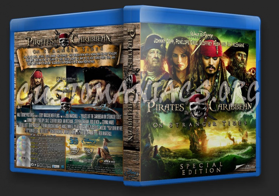 Pirates Of The Caribbean: On Stranger Tides 3D (5 Discs) (2011) blu-ray cover