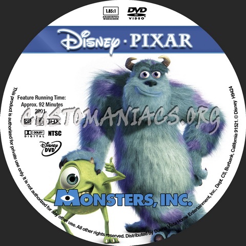 Monsters Inc. - Animation Collection dvd label