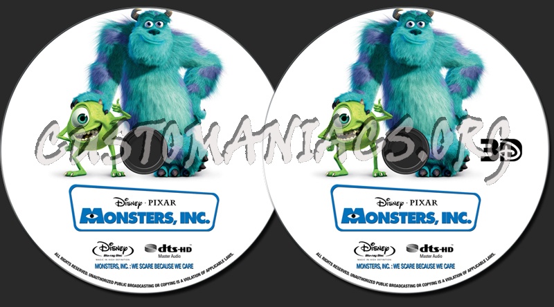 Monsters Inc. blu-ray label