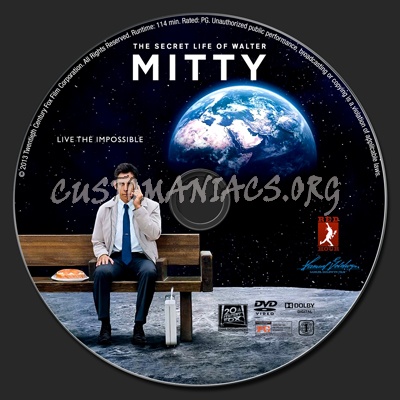 The Secret Life of Walter Mitty dvd label