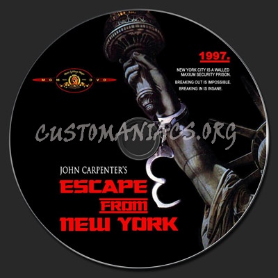 Escape From New York dvd label