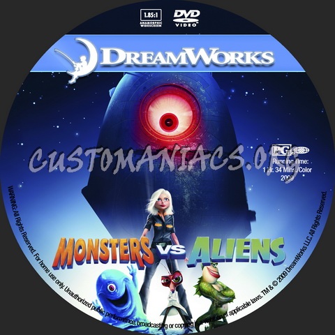 Monsters vs Aliens - Animation Collection dvd label