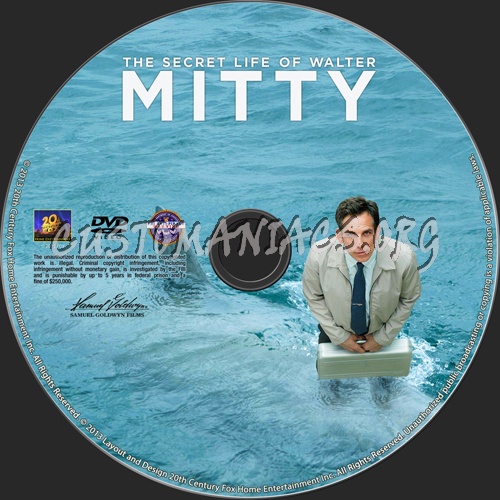 The Secret Life of Walter Mitty dvd label