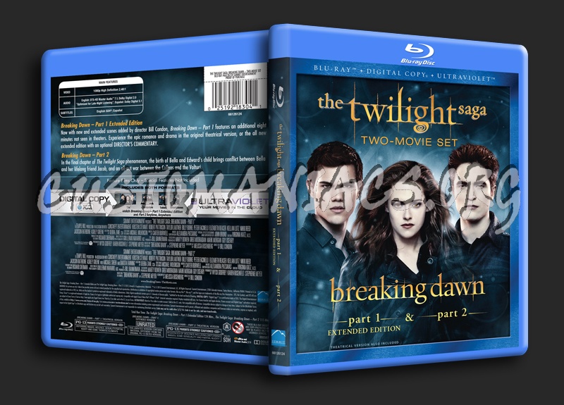 The Twilight Saga Breaking Dawn Two-Movie Set blu-ray cover