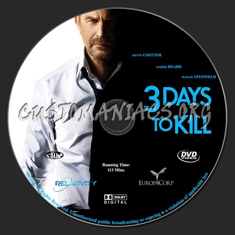 3 Days To Kill dvd label