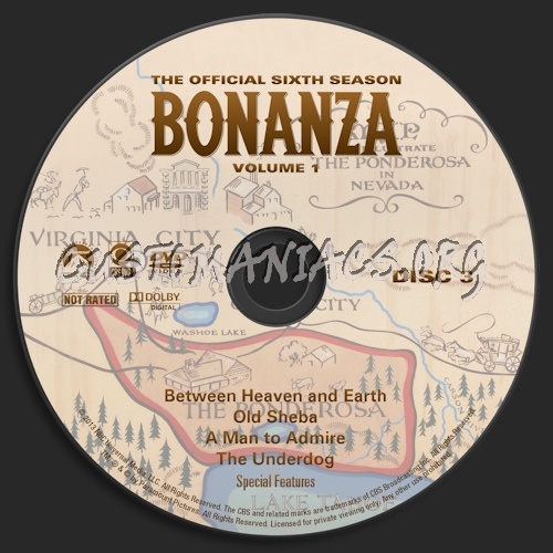 Bonanza Season 6 Volume 1 dvd label