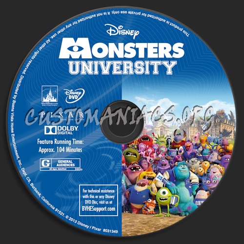 Monsters University dvd label