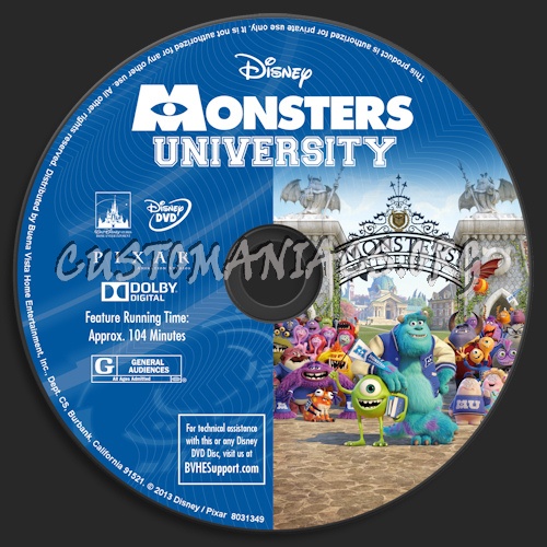 Monsters University dvd label