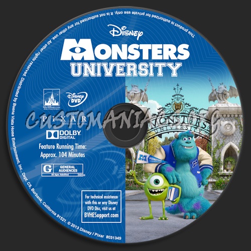 Monsters University dvd label