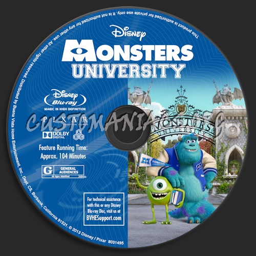 Monsters University blu-ray label