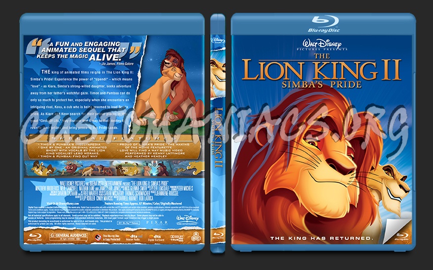The Lion King 2: Simba's Pride blu-ray cover - DVD Covers & Labels by ...