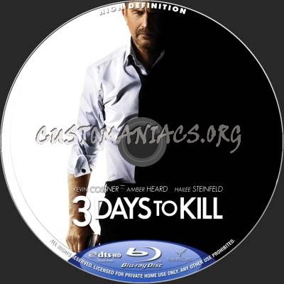 3 Days To Kill blu-ray label