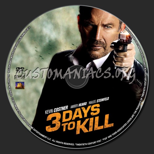 3 Days To Kill dvd label