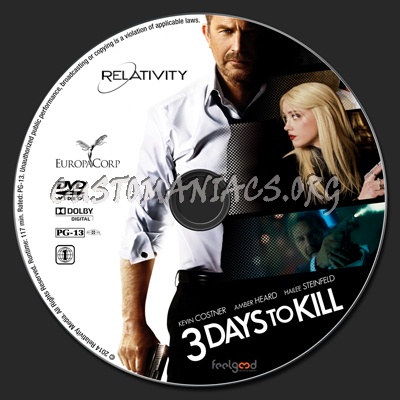 3 Days to Kill dvd label