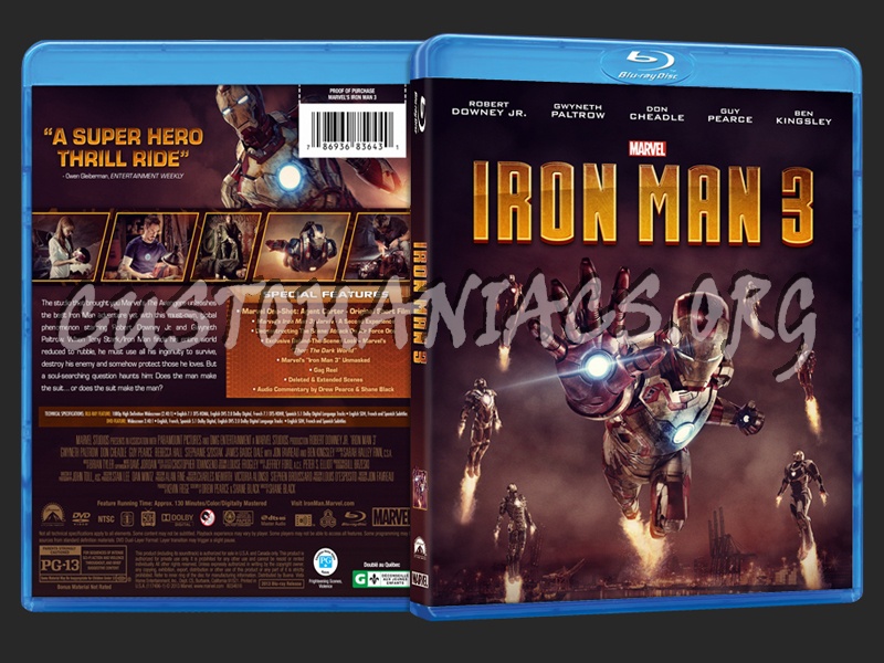 Iron Man 3 blu-ray cover