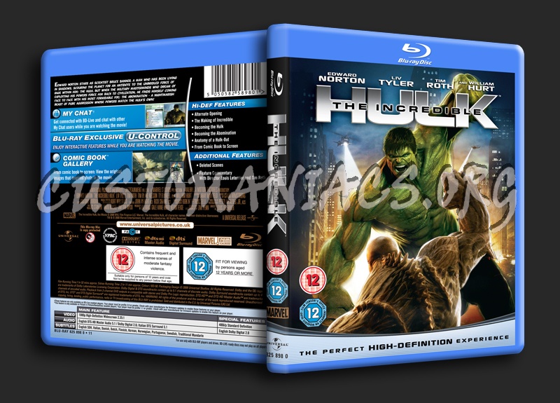 The Incredible Hulk blu-ray cover