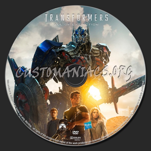 Transformers Age Of Extinction dvd label